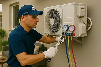 Técnico da BRV instalando ar-condicionado split